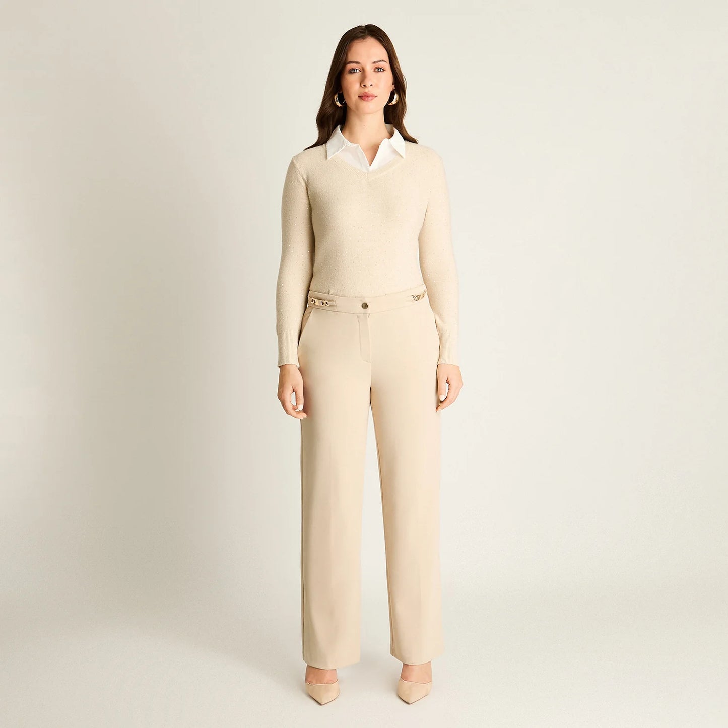 Pantalón Mujer Formal Arena Corte Recto