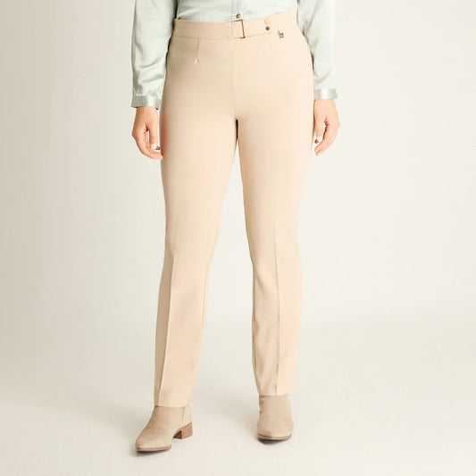 Pantalón Mujer Formal Beige Corte Recto