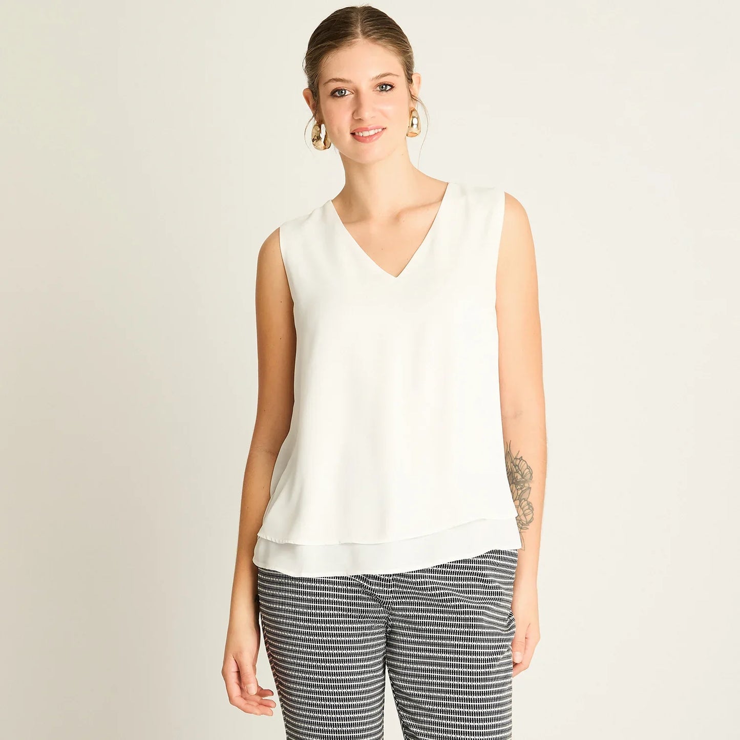 Peto Mujer Crudo con Escote V y Volante