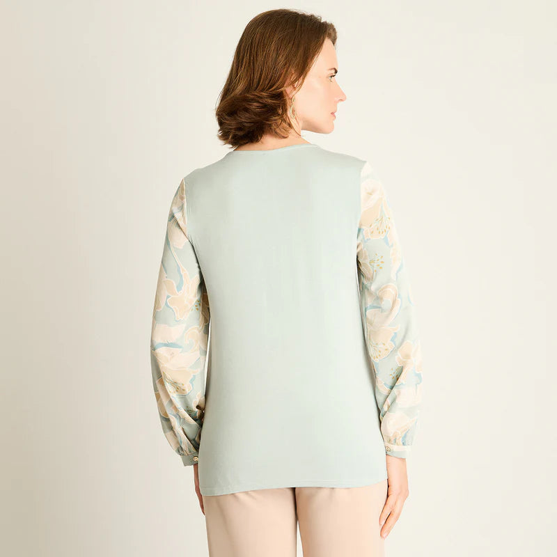 Polera Mujer Menta con Estampado Floral