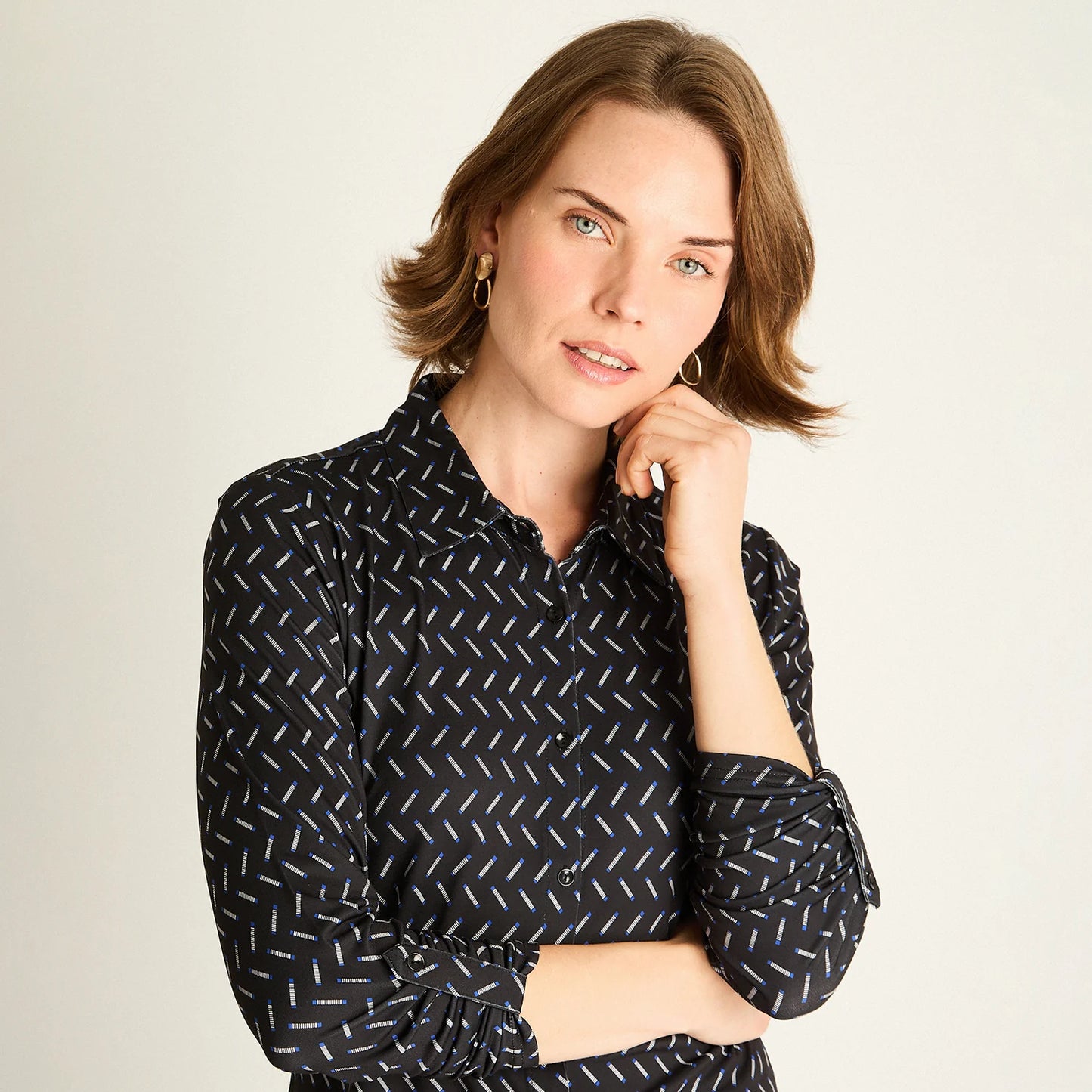 Polera Mujer Negra Estampada