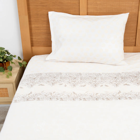 Sábana 1.5 Plazas 180 Hilos Estampado Flora