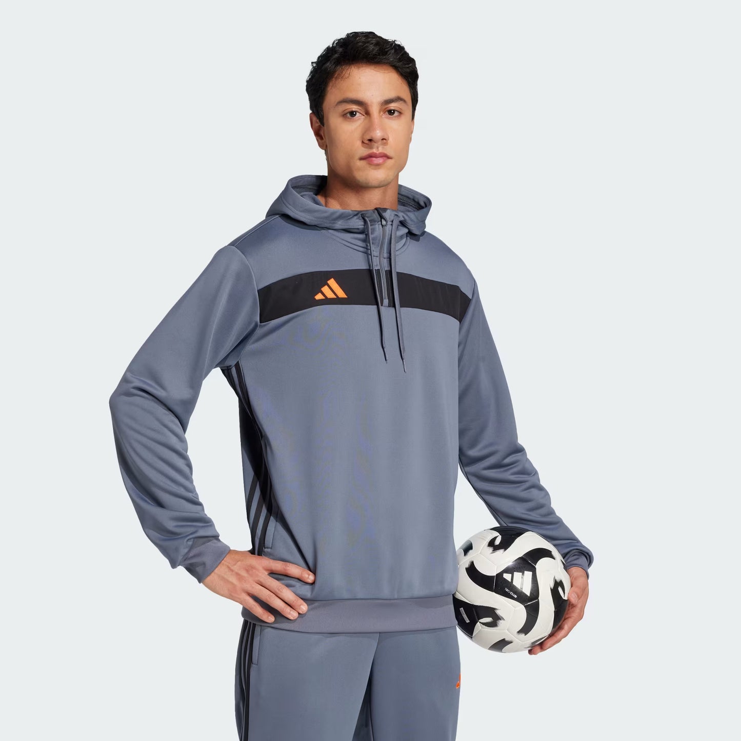 Poleron Hombre capucha Tiro 25 Essentials Team Onix / Super Orange