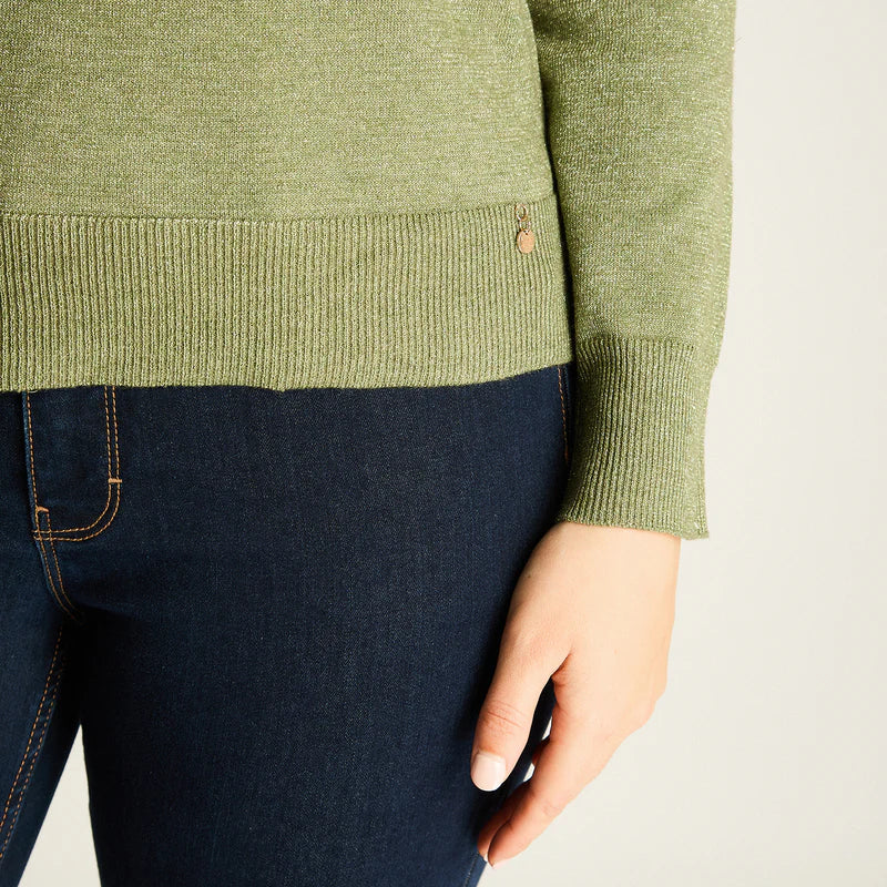Sweater Mujer Verde con Puños Contrastantes