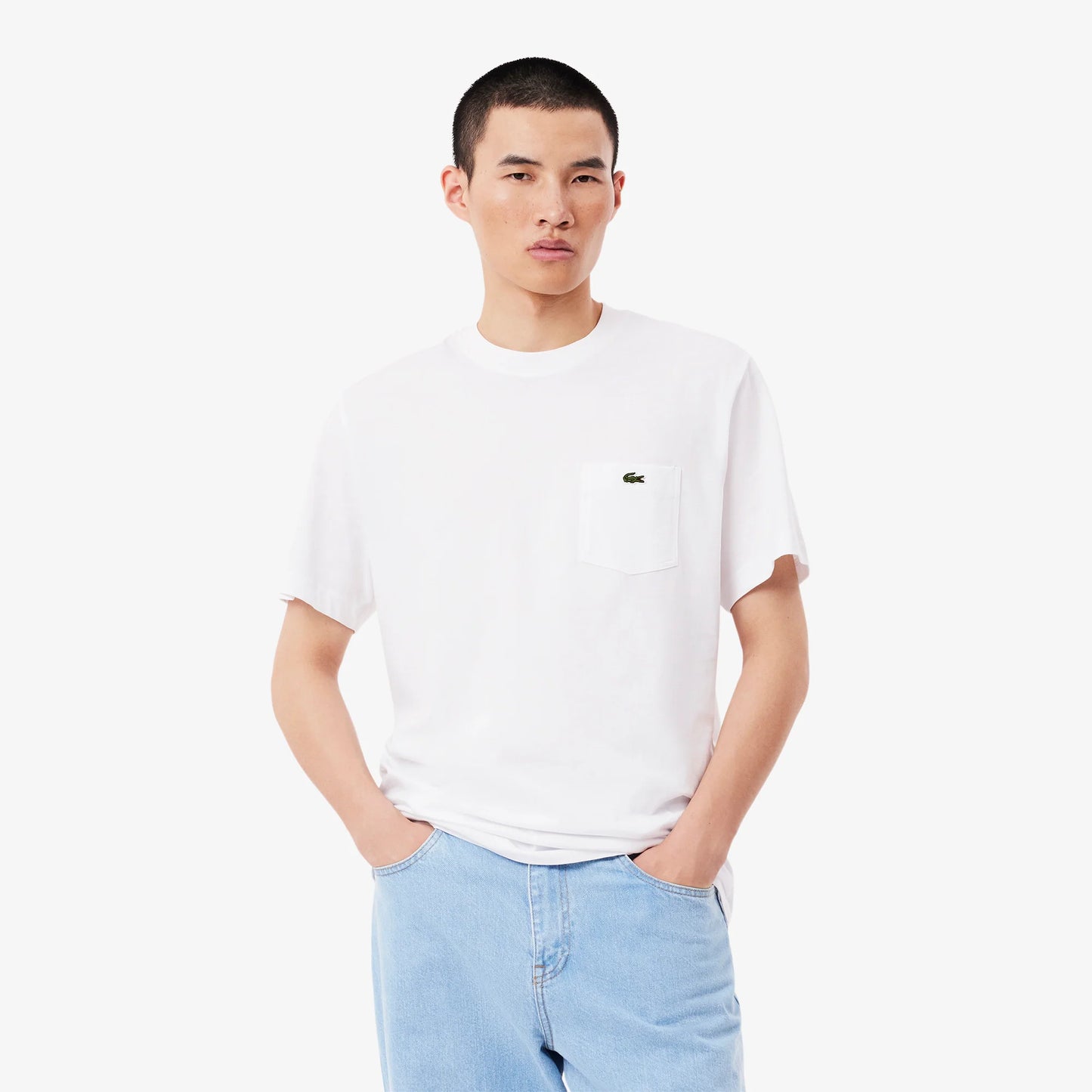 polera-hombre-algodón-bolsillo-en-el-pecho-blanca