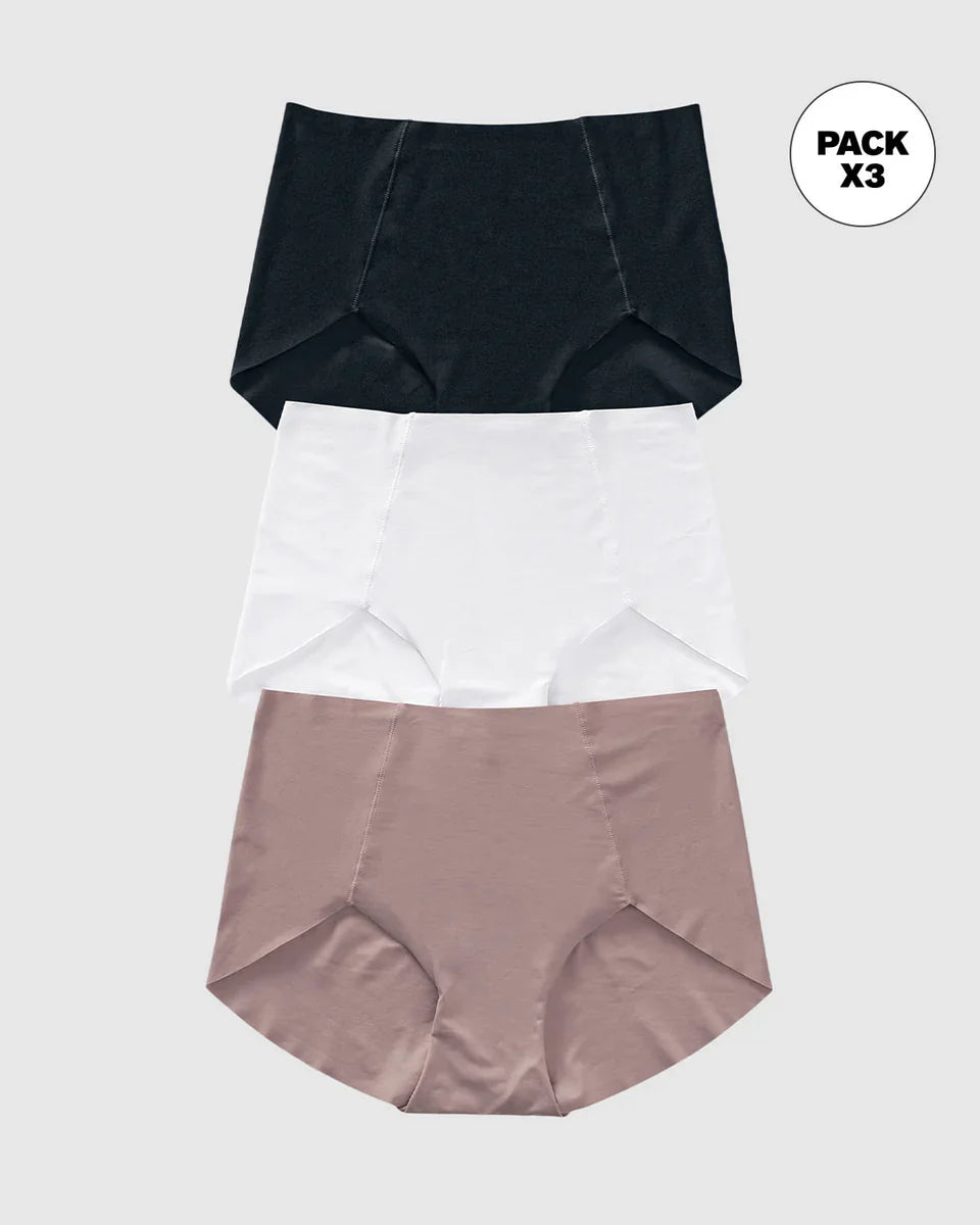 Tripack Calzones Mujer de Apariencia Invisible Rosado/Blanco/Negro