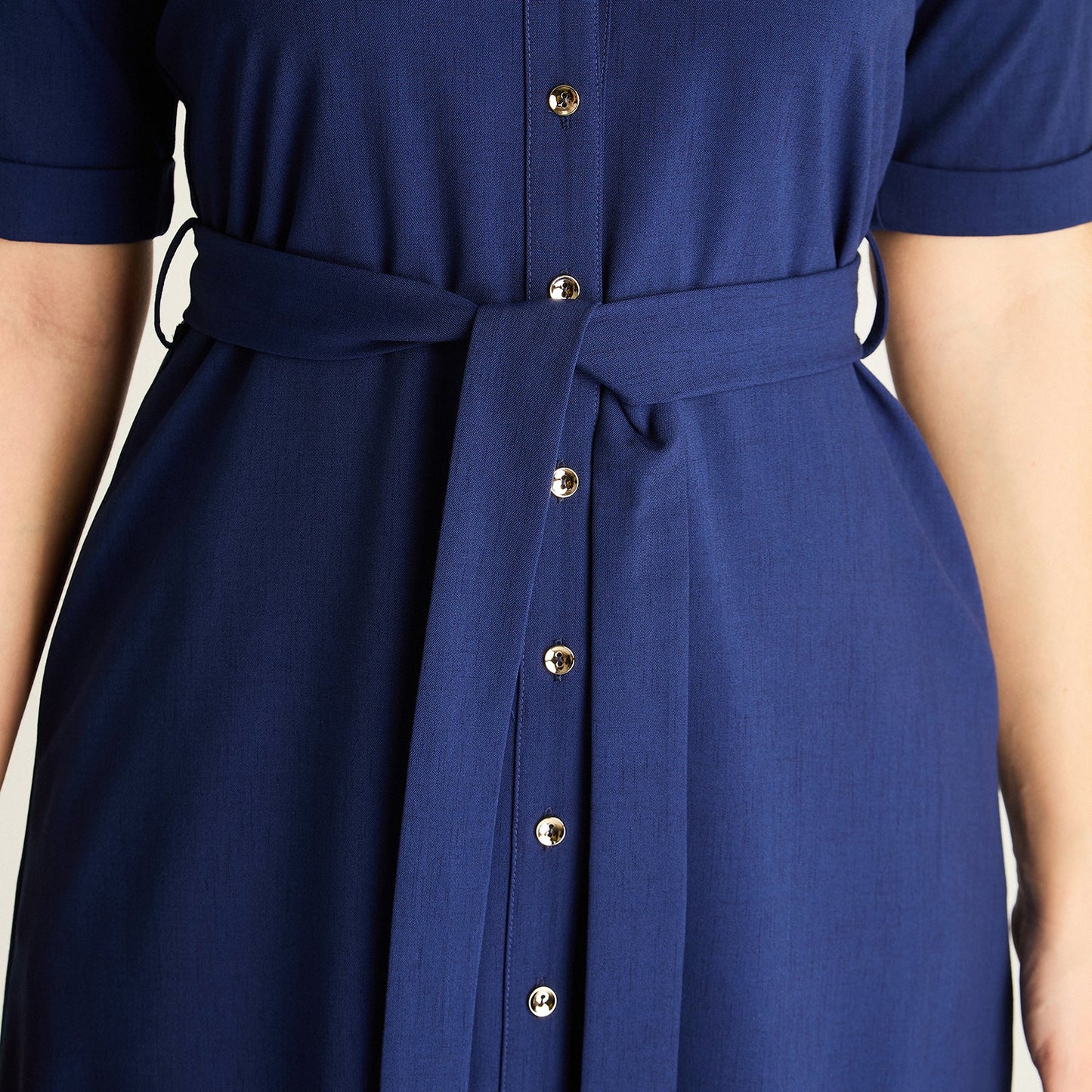 Vestido Mujer Midi Azul Camisero