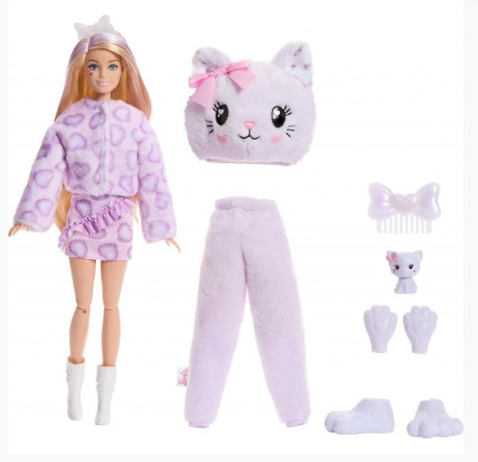 Muñeca Niña Cutie Reveal Con Mascota Gato Morado