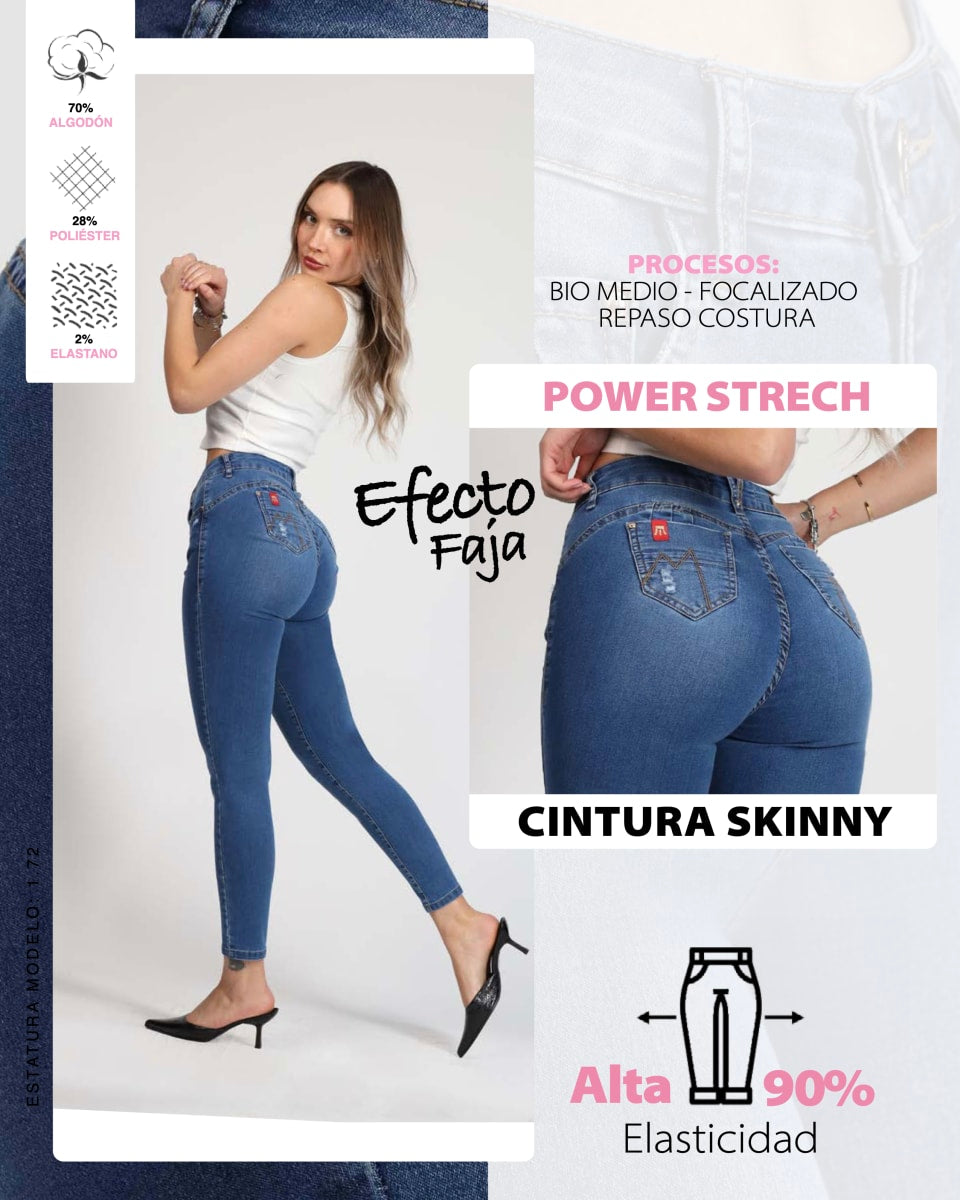 Jeans Mujer Jeans Flare De Tiro 4007 Azul