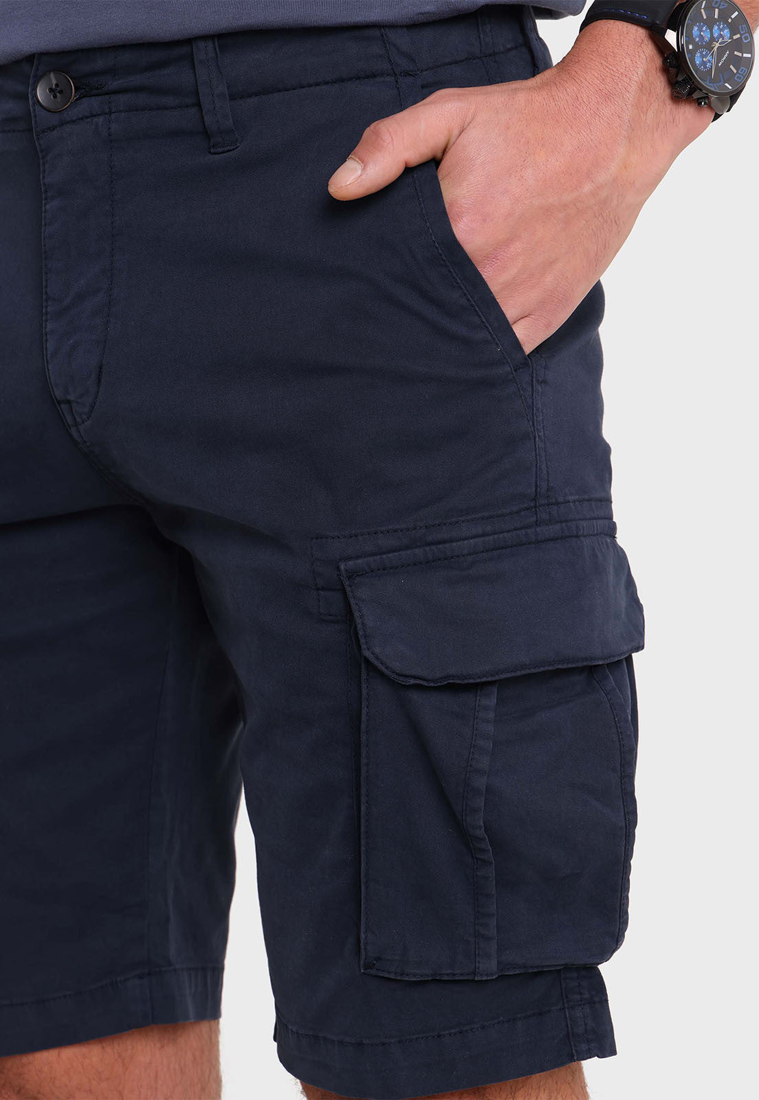 Bermuda Hombre Cargo Spandex Azul