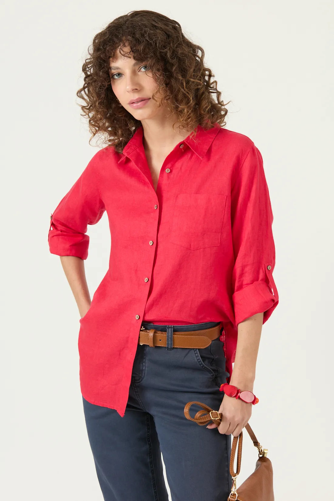 Blusa Mujer Lino Rojo