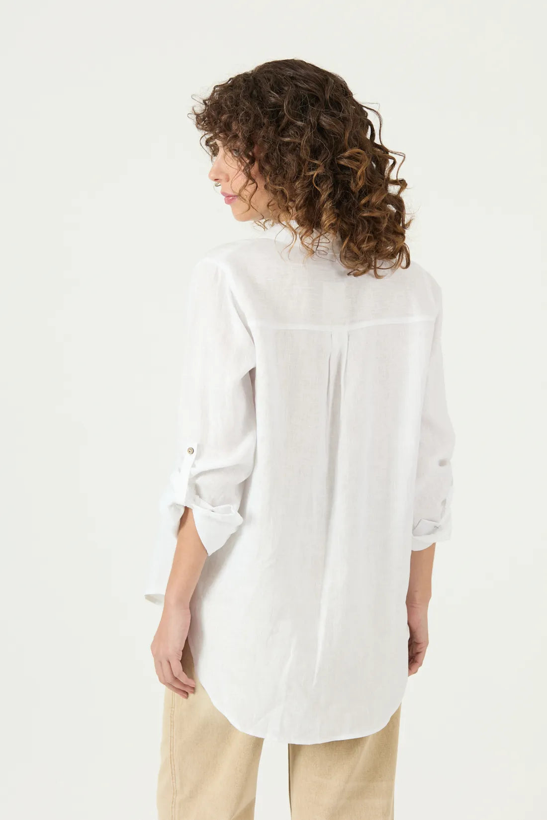 Blusa Mujer Lino Blanco