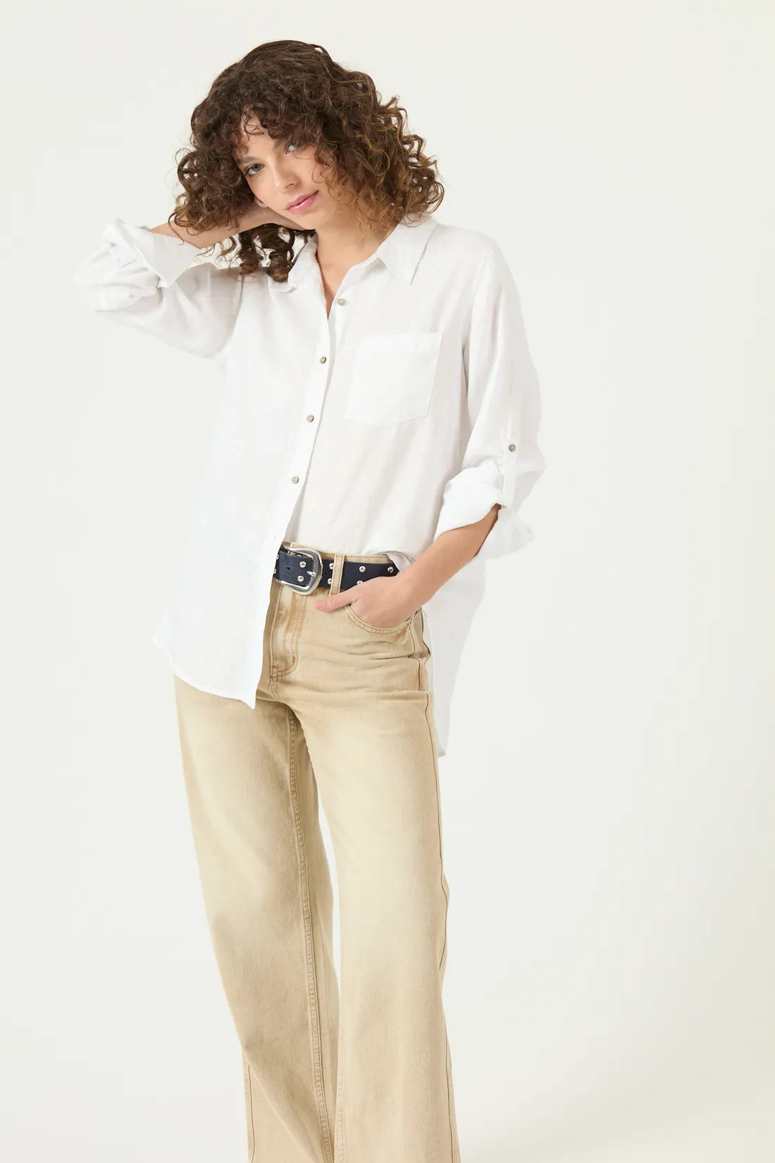 Blusa Mujer Lino Blanco