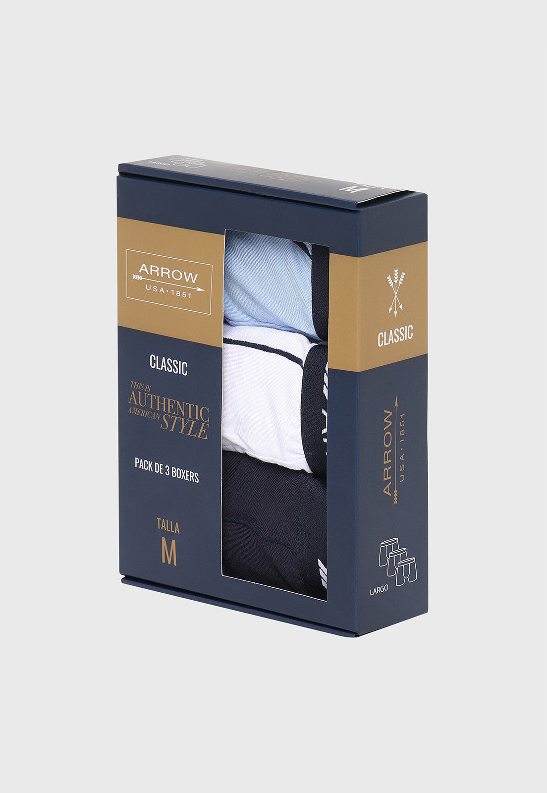 Tripack Bóxer Hombre Bamboo Azul