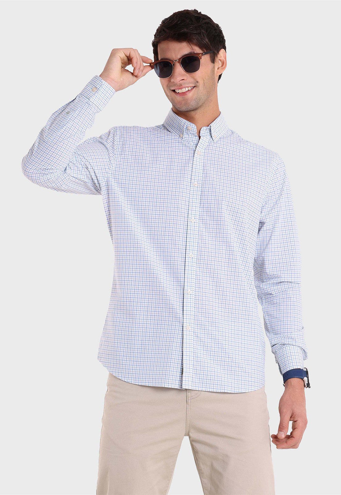 Camisa Hombre Arrow Manga Larga Cuadros Verde