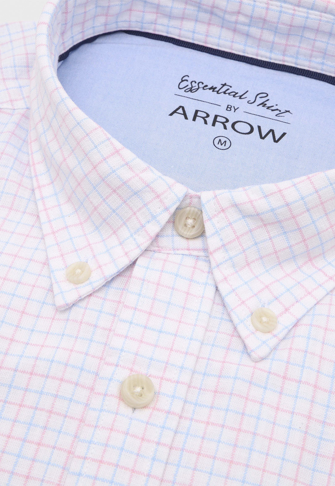 Camisa Hombre Arrow Cuadros Manga Larga Celeste