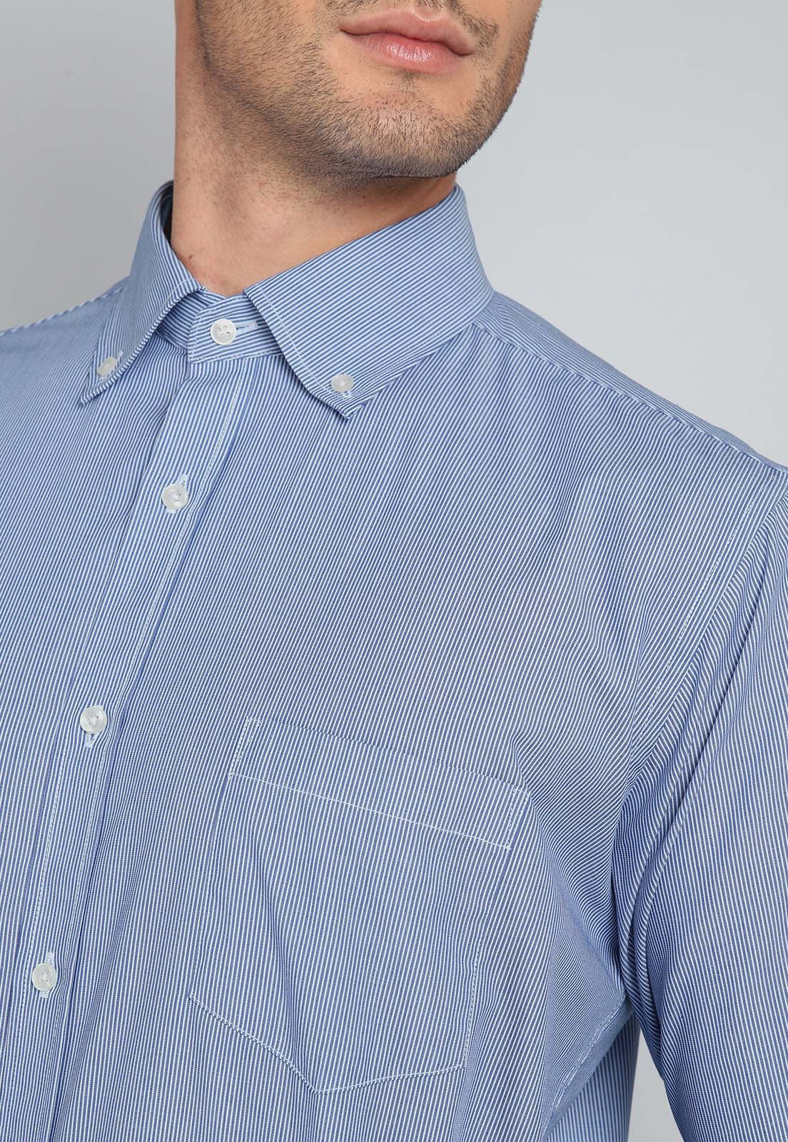 Camisa Hombre Formal A Rayas Azul