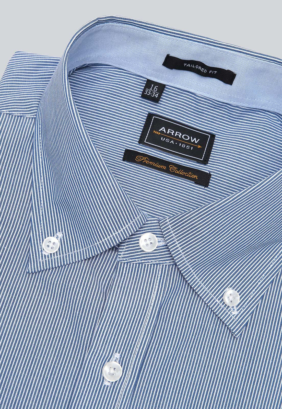 Camisa Hombre Formal A Rayas Azul