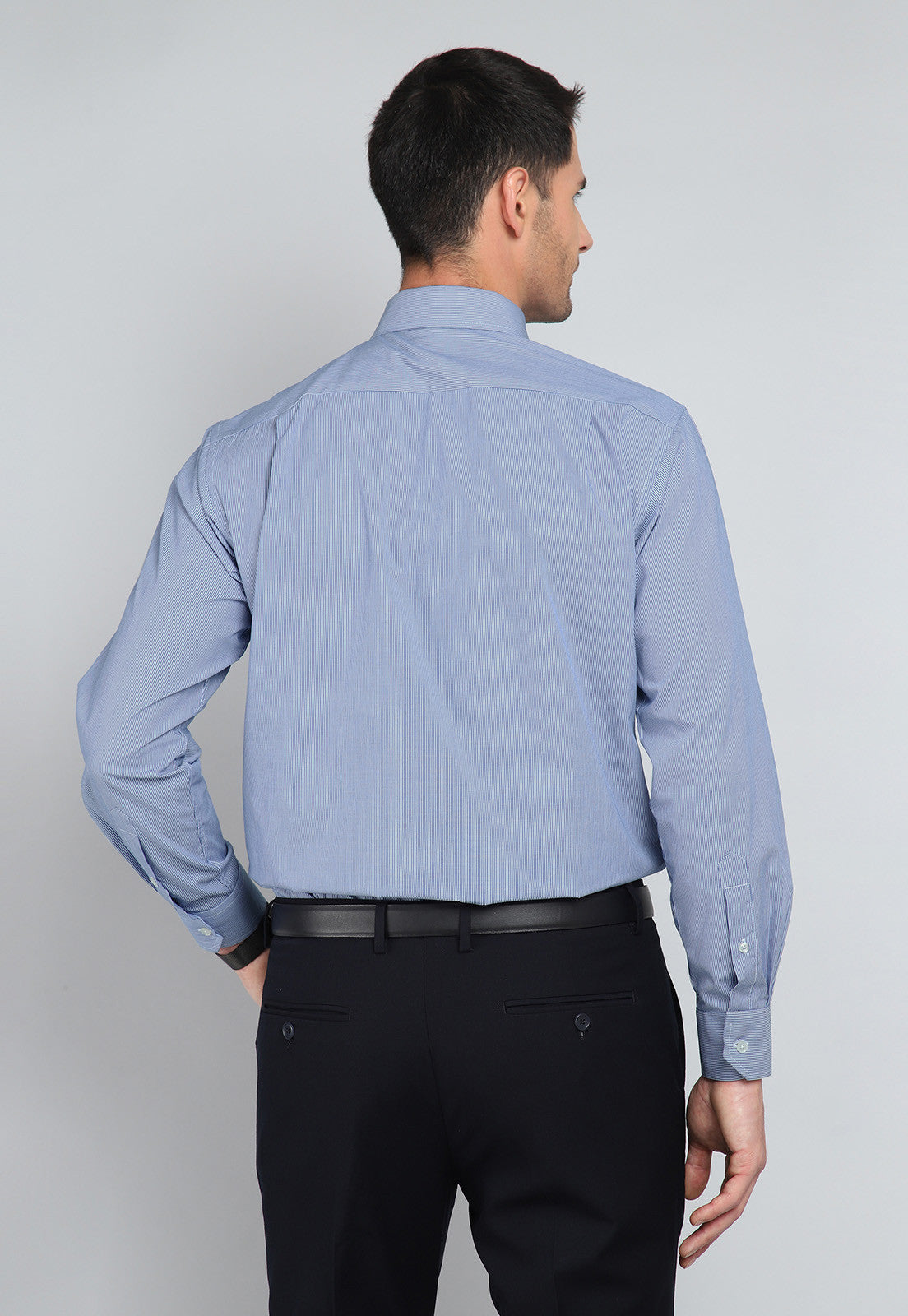 Camisa Hombre Formal A Rayas Azul