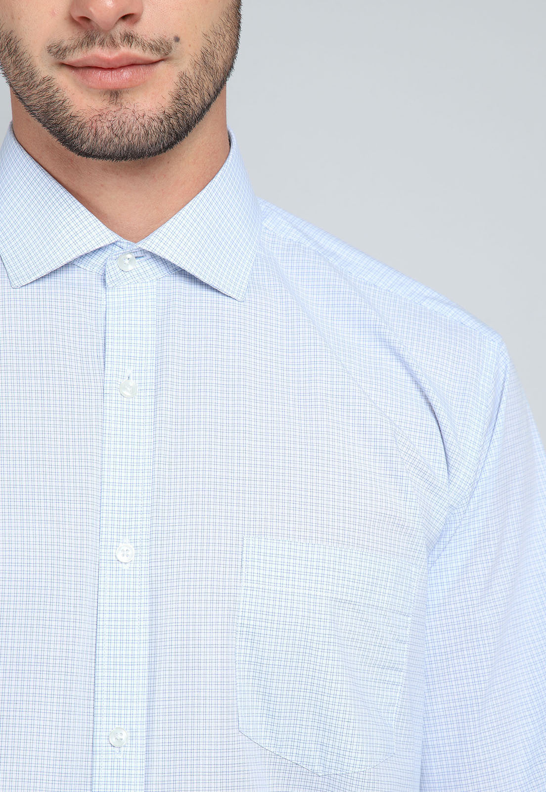 Camisa Hombre Formal Cuadros Blanca