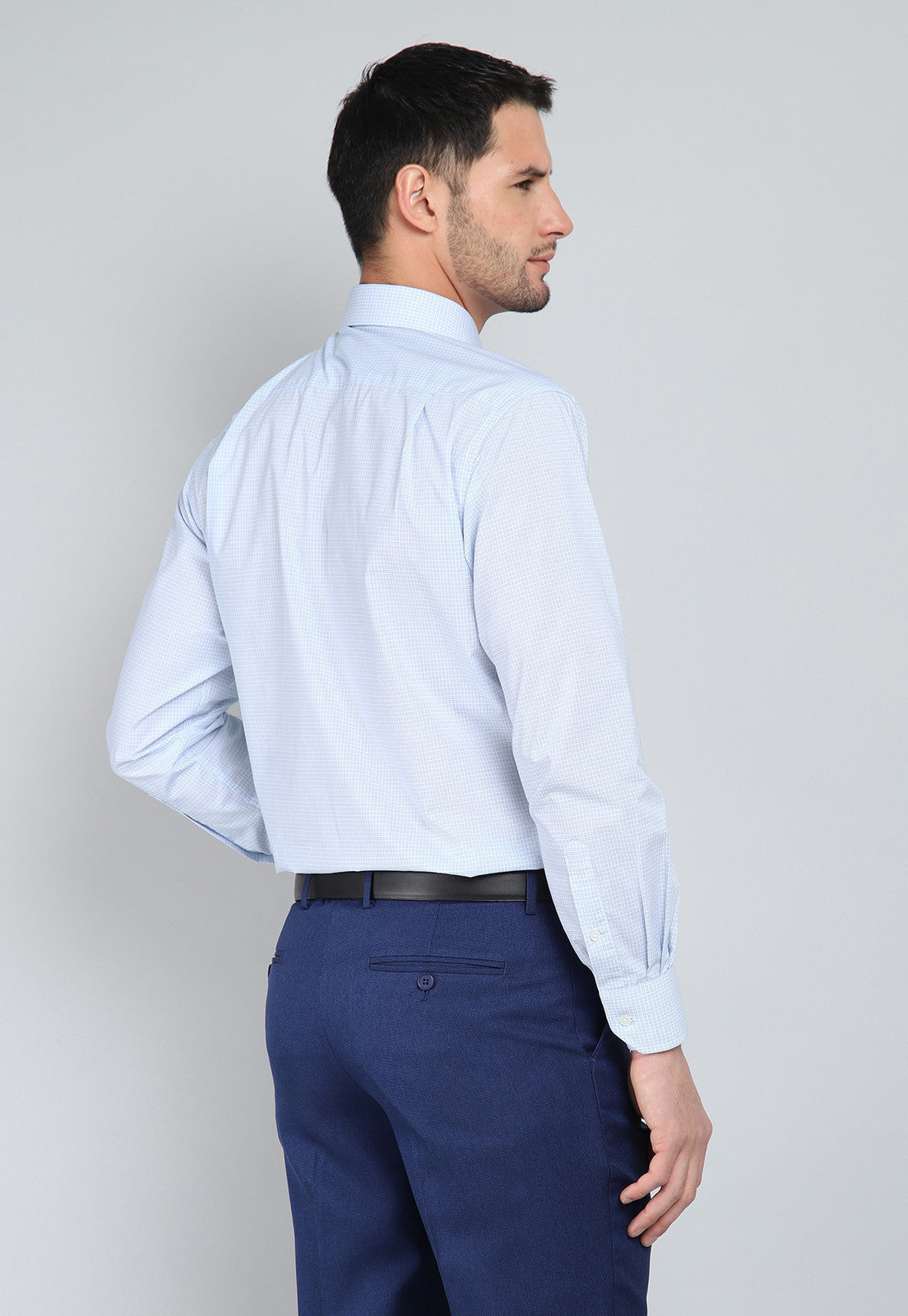 Camisa Hombre Formal Cuadros Blanca