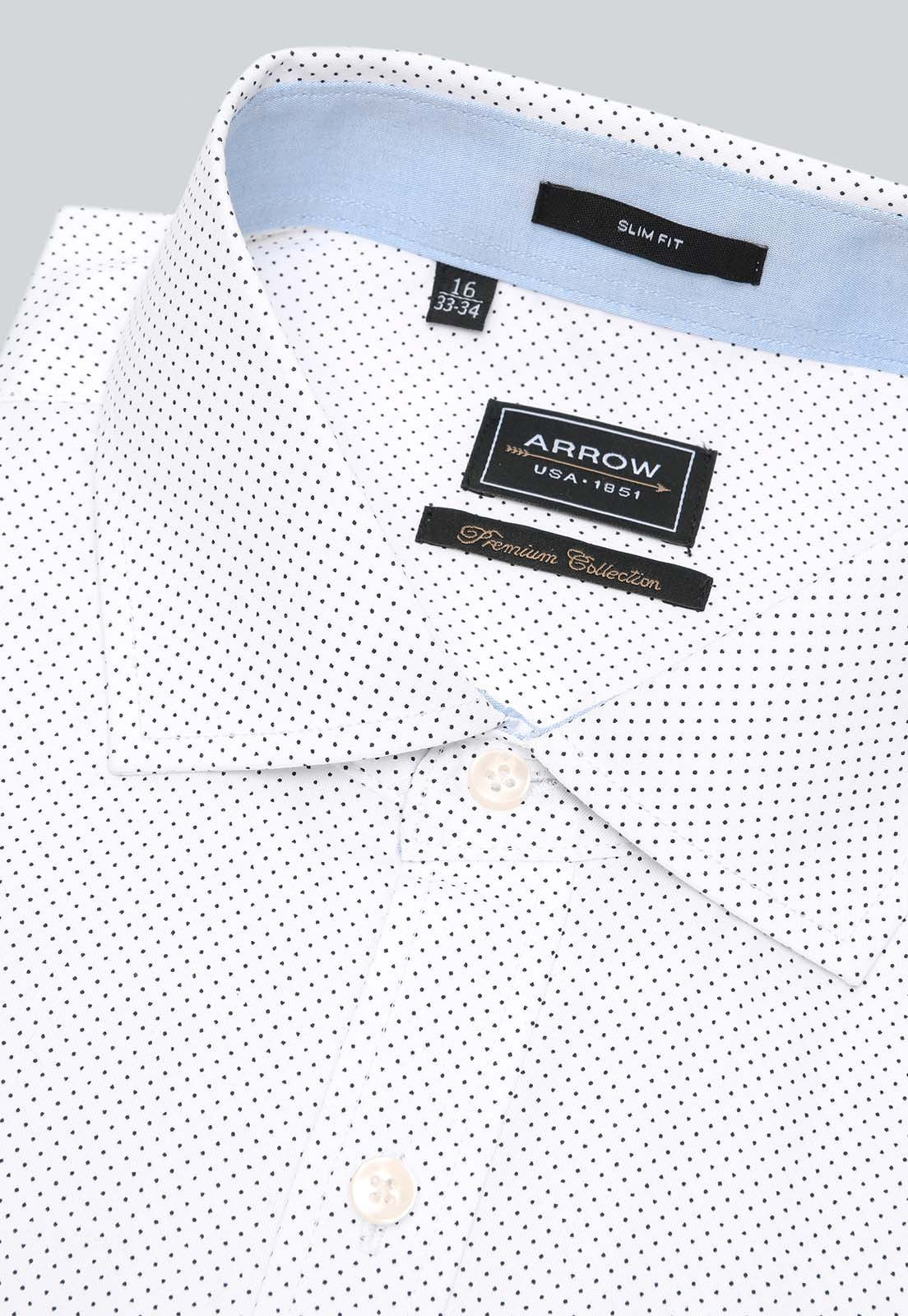 Camisa Hombre Formal Print Spandex Blanca