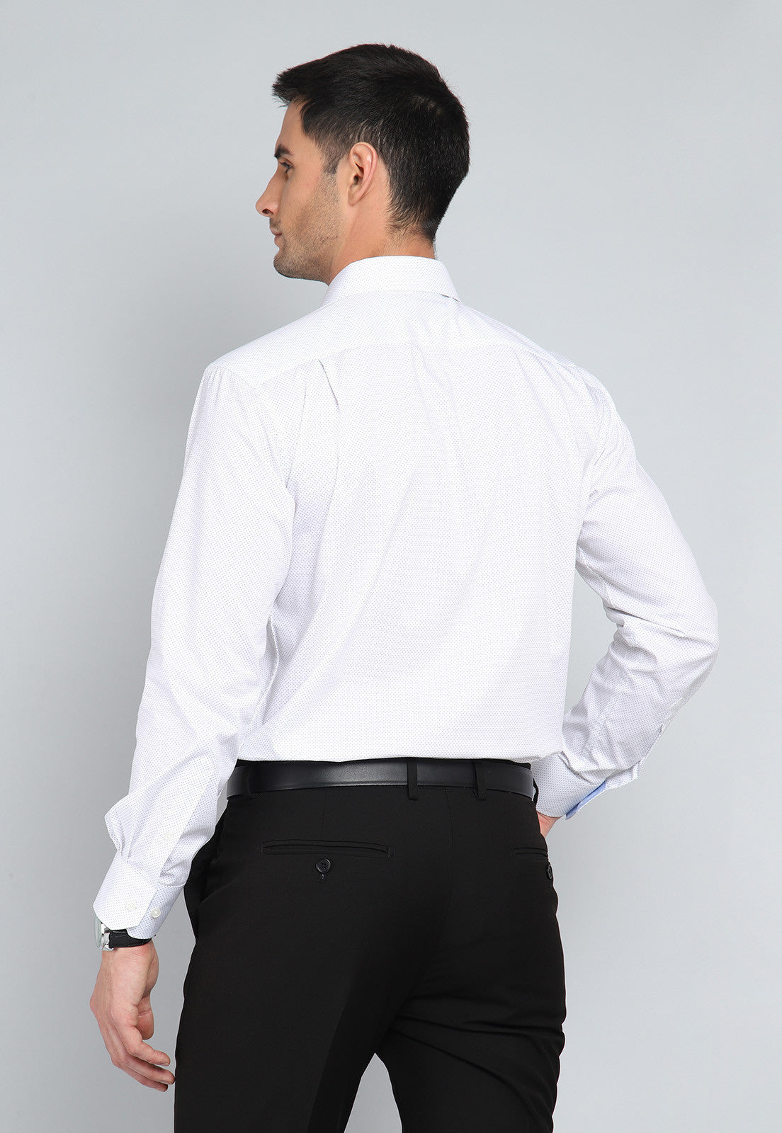 Camisa Hombre Formal Print Spandex Blanca