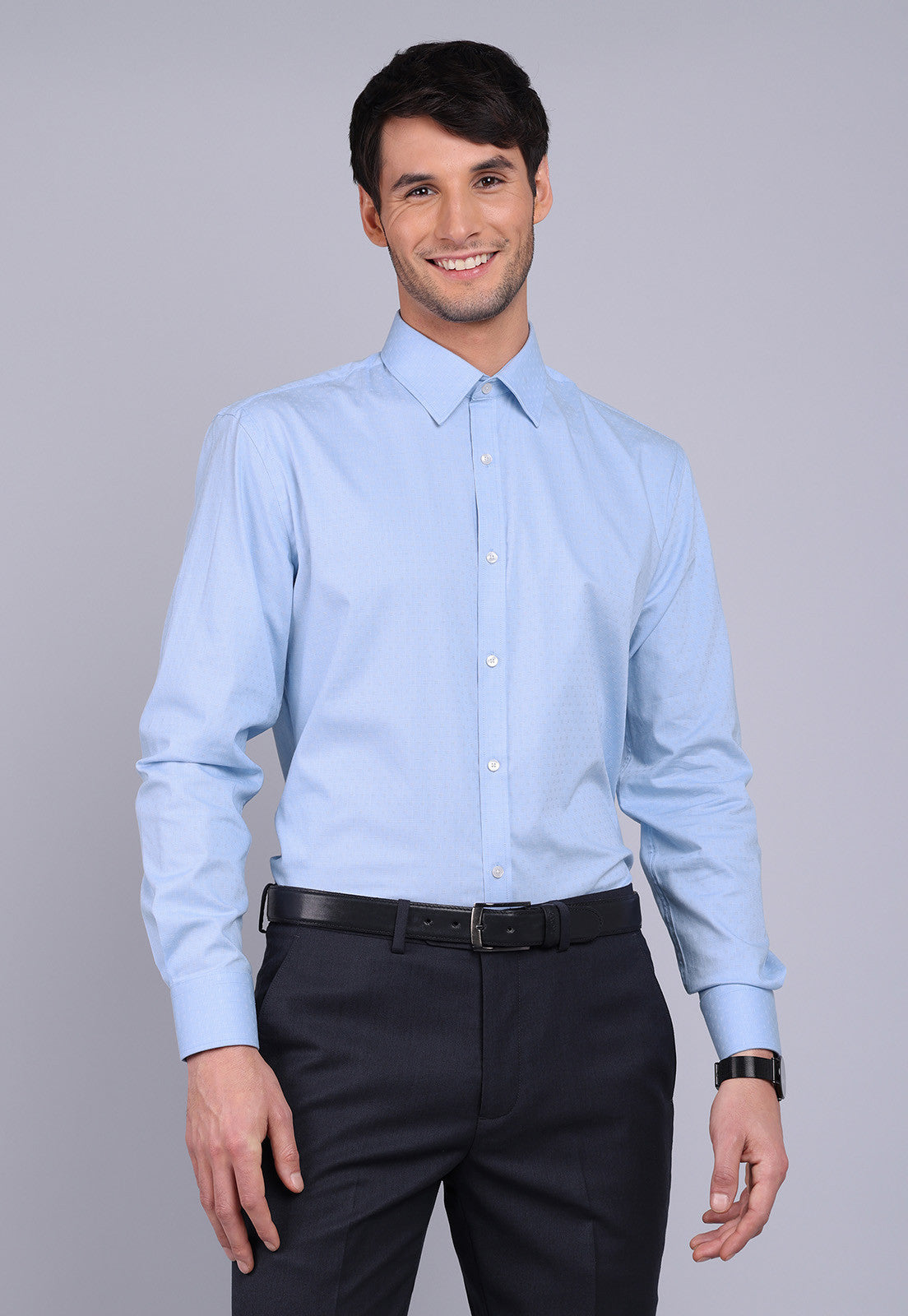 Camisa Hombre Formal Texturada Celeste