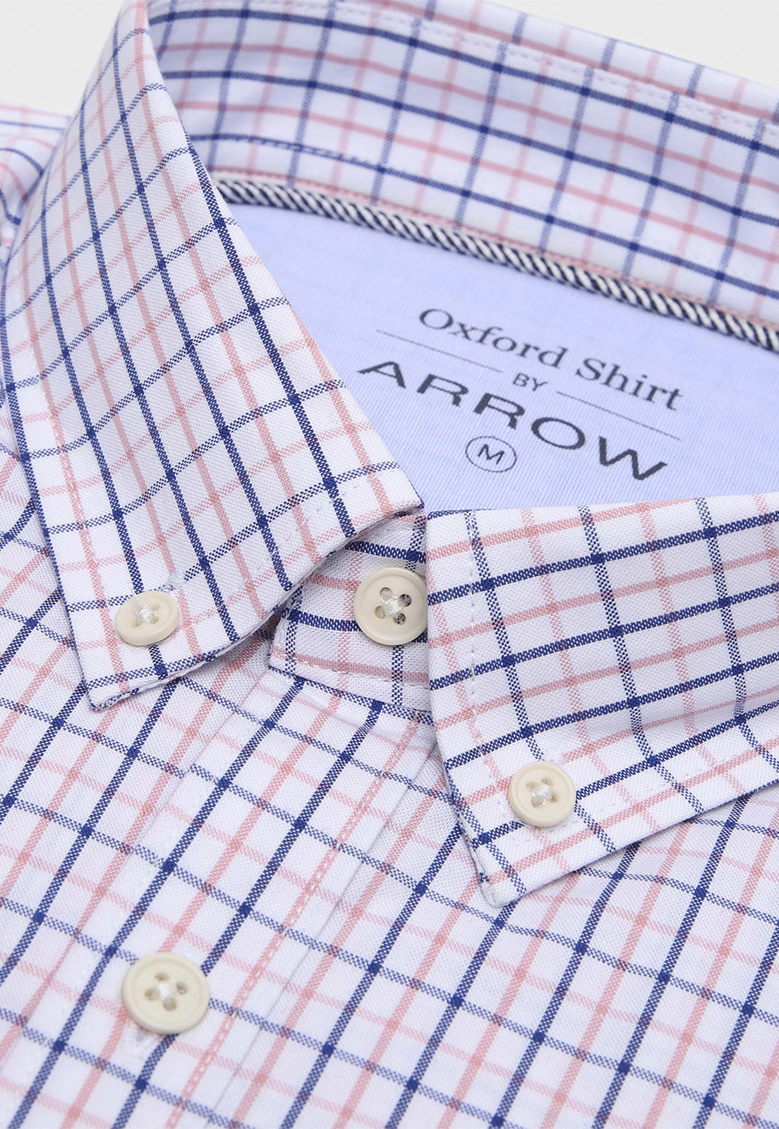 Camisa Hombre Arrow Oxford Cuadros Rosado