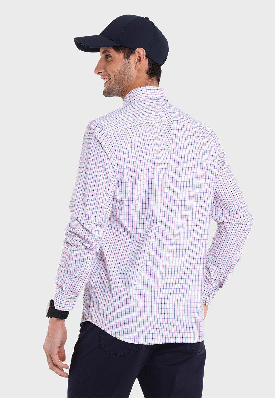 Camisa Hombre Arrow Oxford Cuadros Rosado