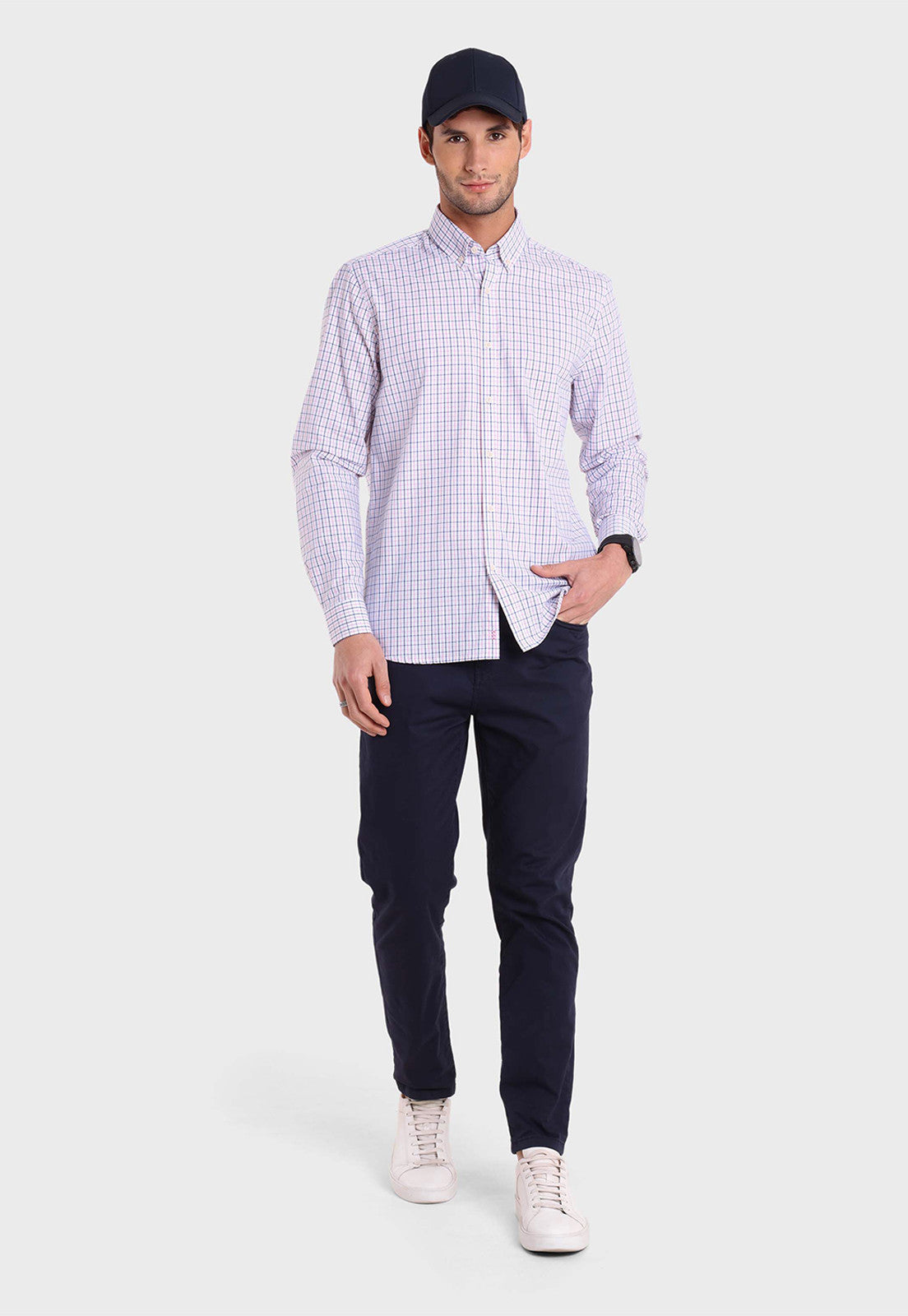 Camisa Hombre Arrow Oxford Cuadros Rosado