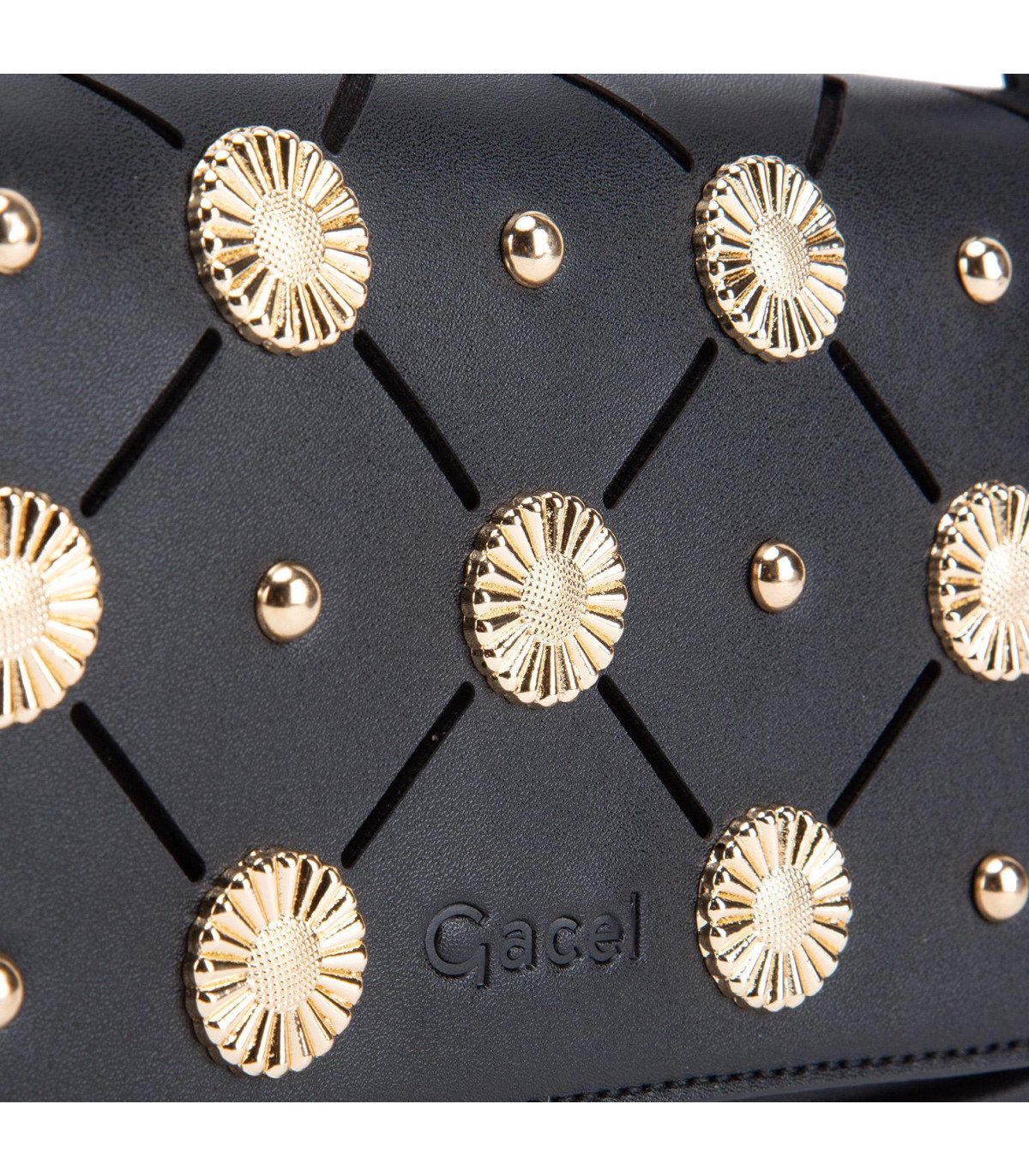 Cartera Mujer Bandolera Grande Negro/Dorado