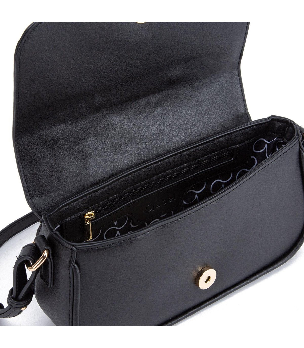 Cartera Mujer Bandolera Grande Negro/Dorado
