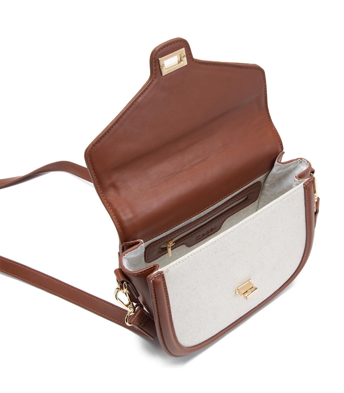 Cartera Mujer Bandolera Grande Off White Tostado