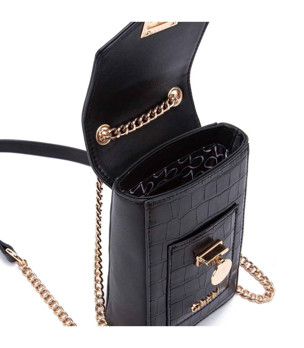 Cartera Mujer Bandolera Croco Negro