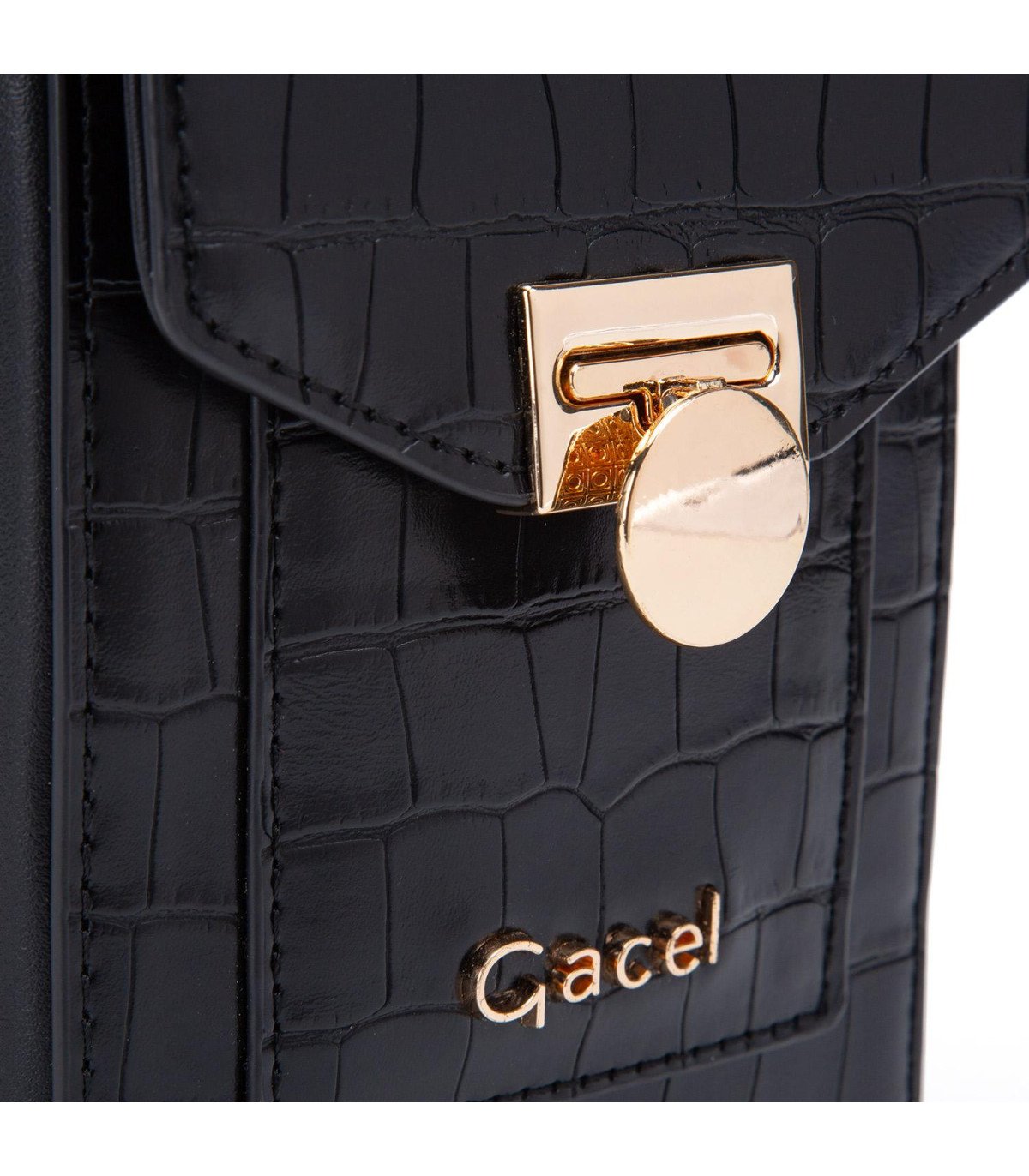 Cartera Mujer Bandolera Croco Negro
