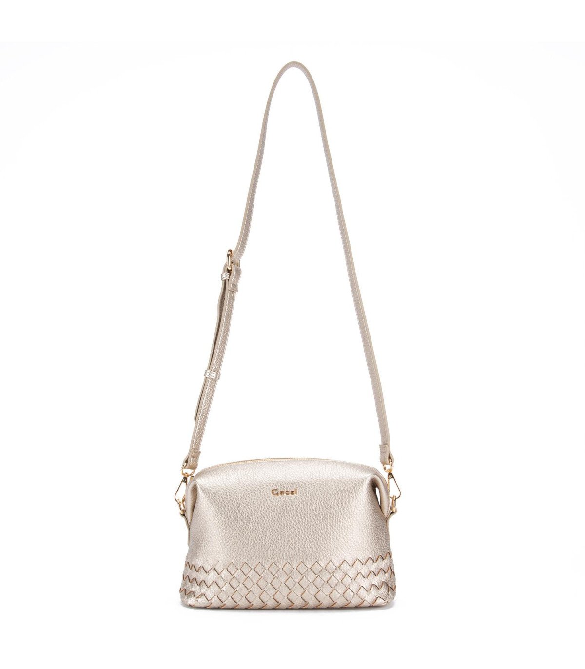 Cartera Mujer Bandolera Grande Dorado Graneado
