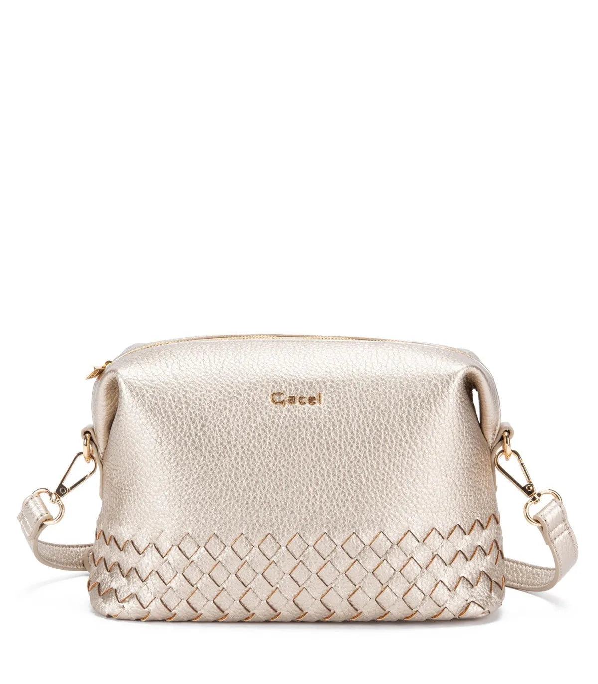 Cartera Mujer Bandolera Grande Dorado Graneado