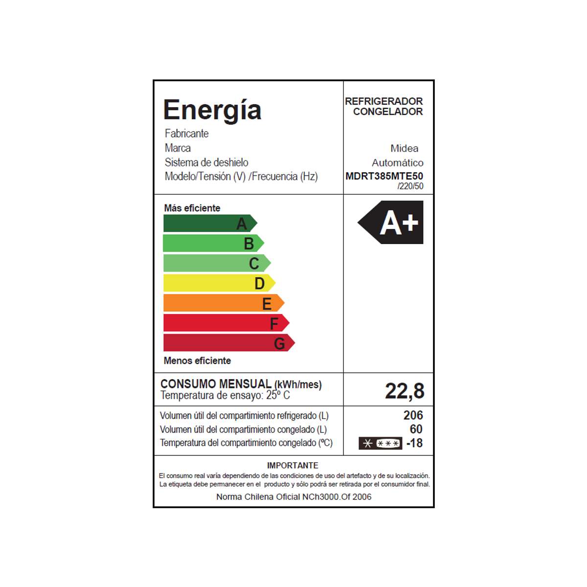 Refrigerador TMF No Frost 266 lts