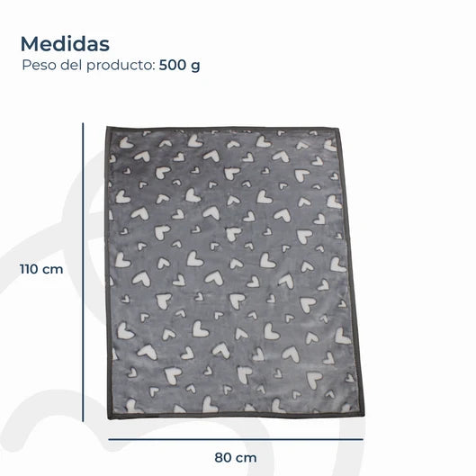 Frazada Ultra Soft Corazones 80x110cm Gris