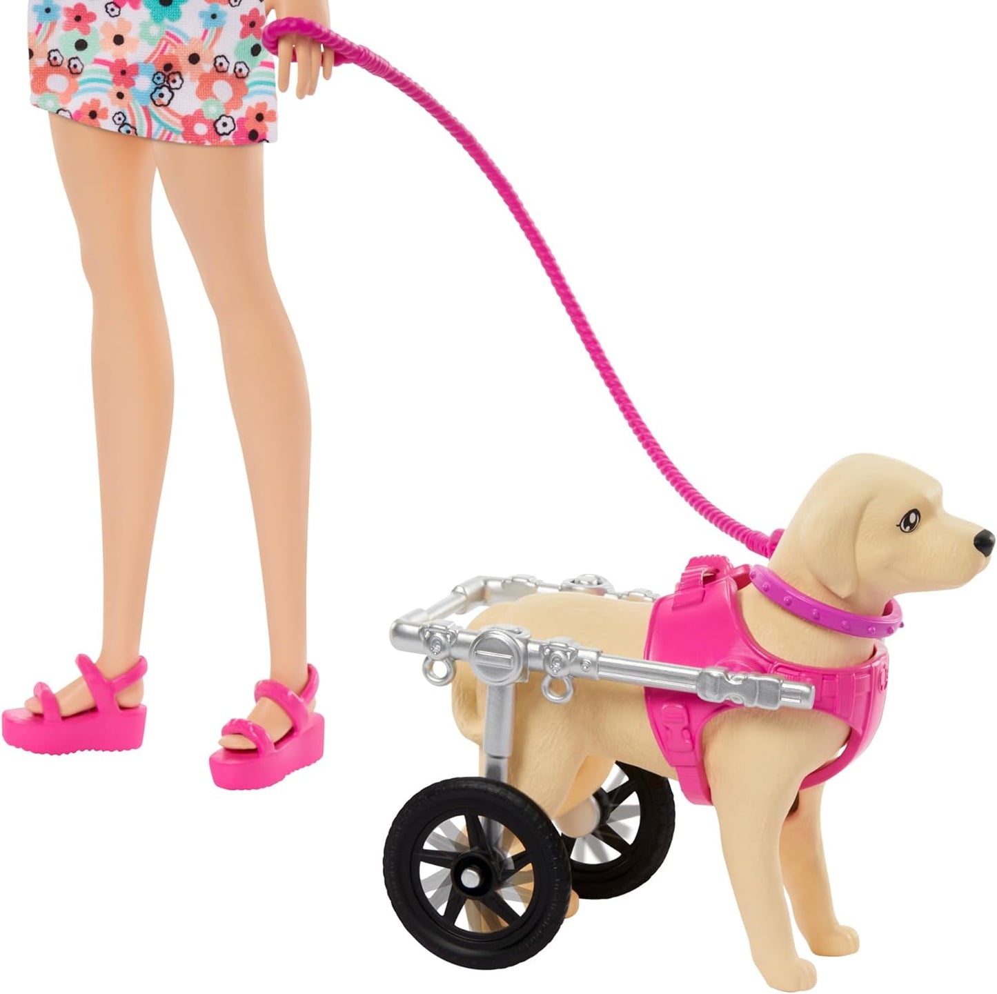 Muñeca Barbie Paseadora Perro Silla De Ruedas