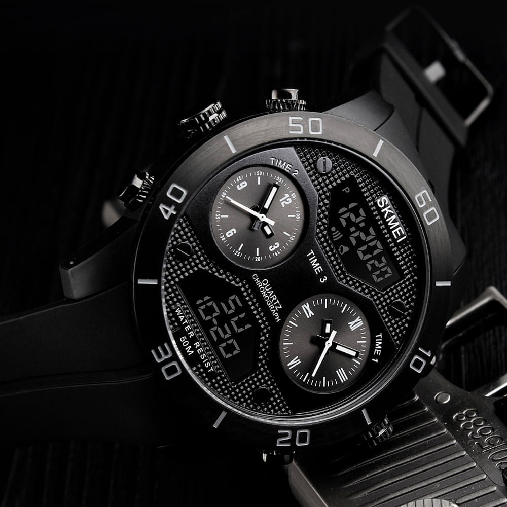 Reloj Hombre Skmei 1355 Shock Digital Analógico Acuático Original Negro Azul