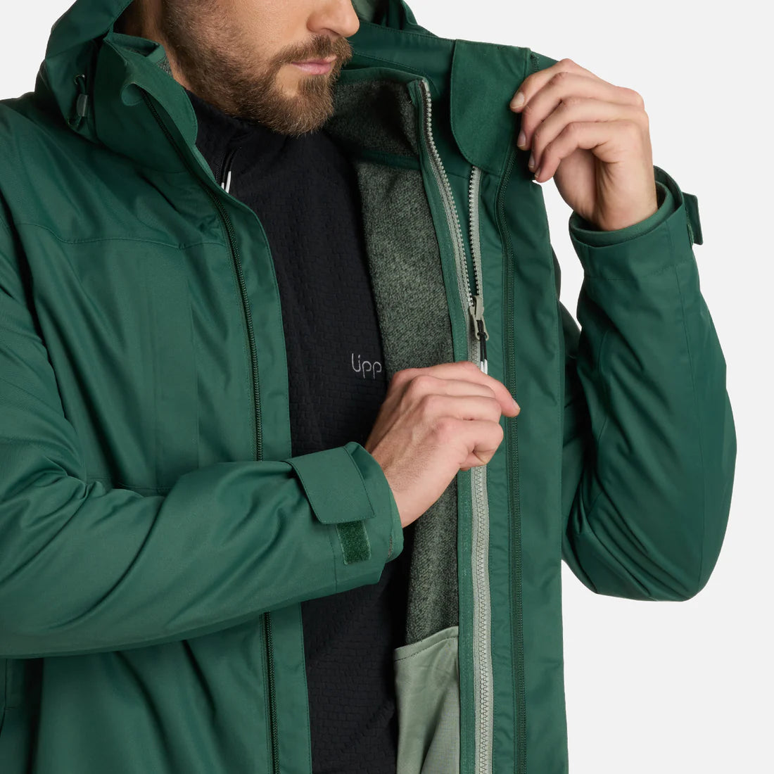 Chaqueta Hombre Tres Cruces Fusion-3 Hoody Verde Botella