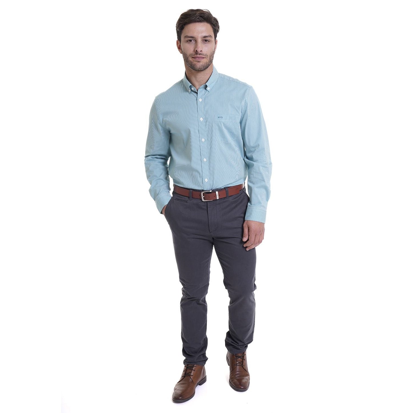 camisa-hombre-bronx-micro-cuadro-regular-fit-verde-petroleo