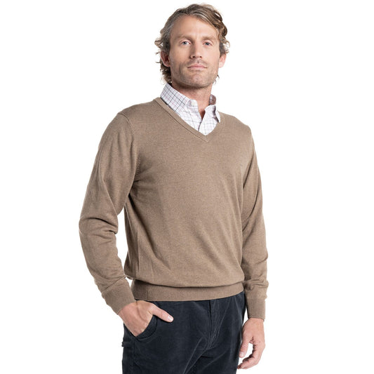 sweater-hombre-manga-larga-melange-cuello-v-taupe