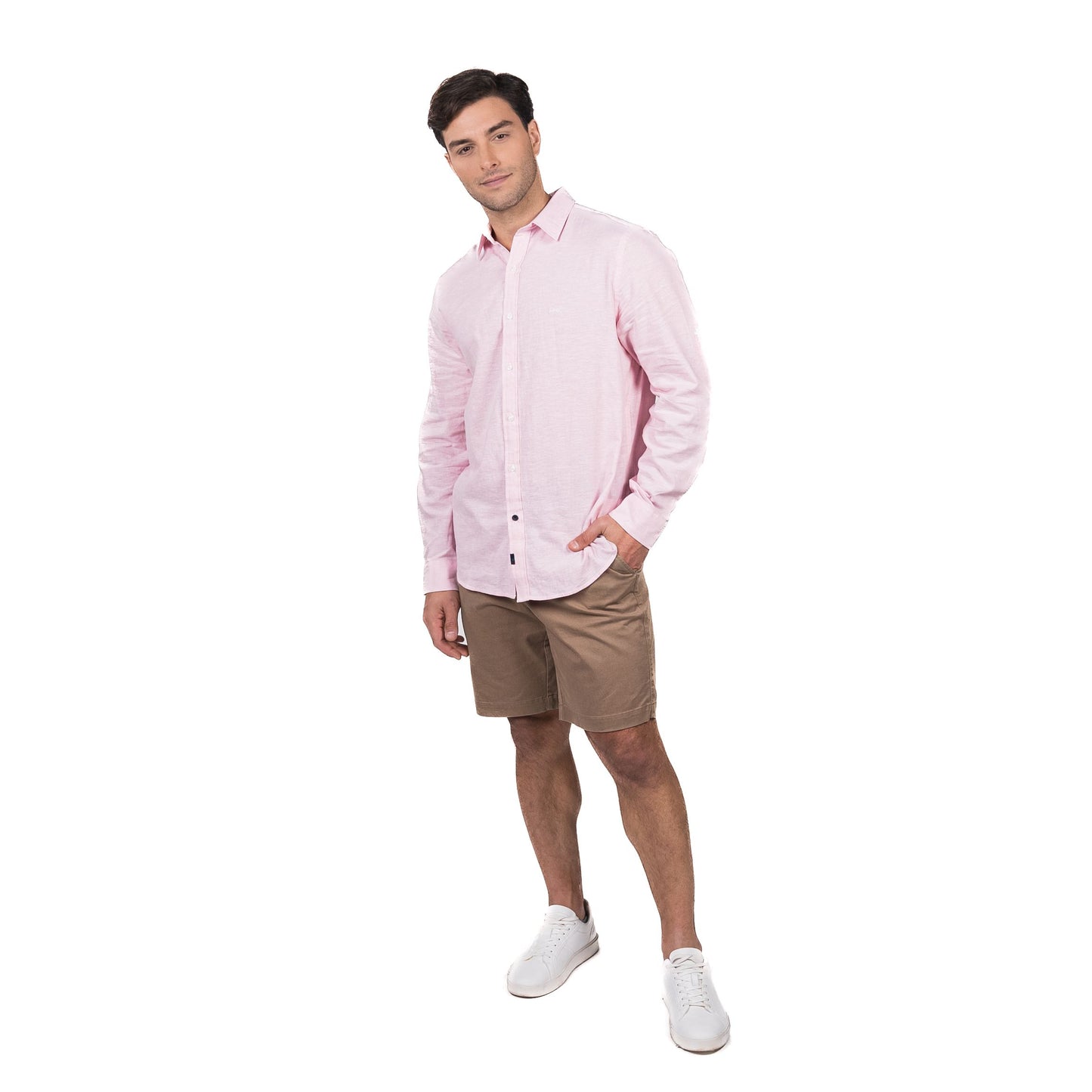 Camisa Hombre East Village Lino Regular Fit Rosado