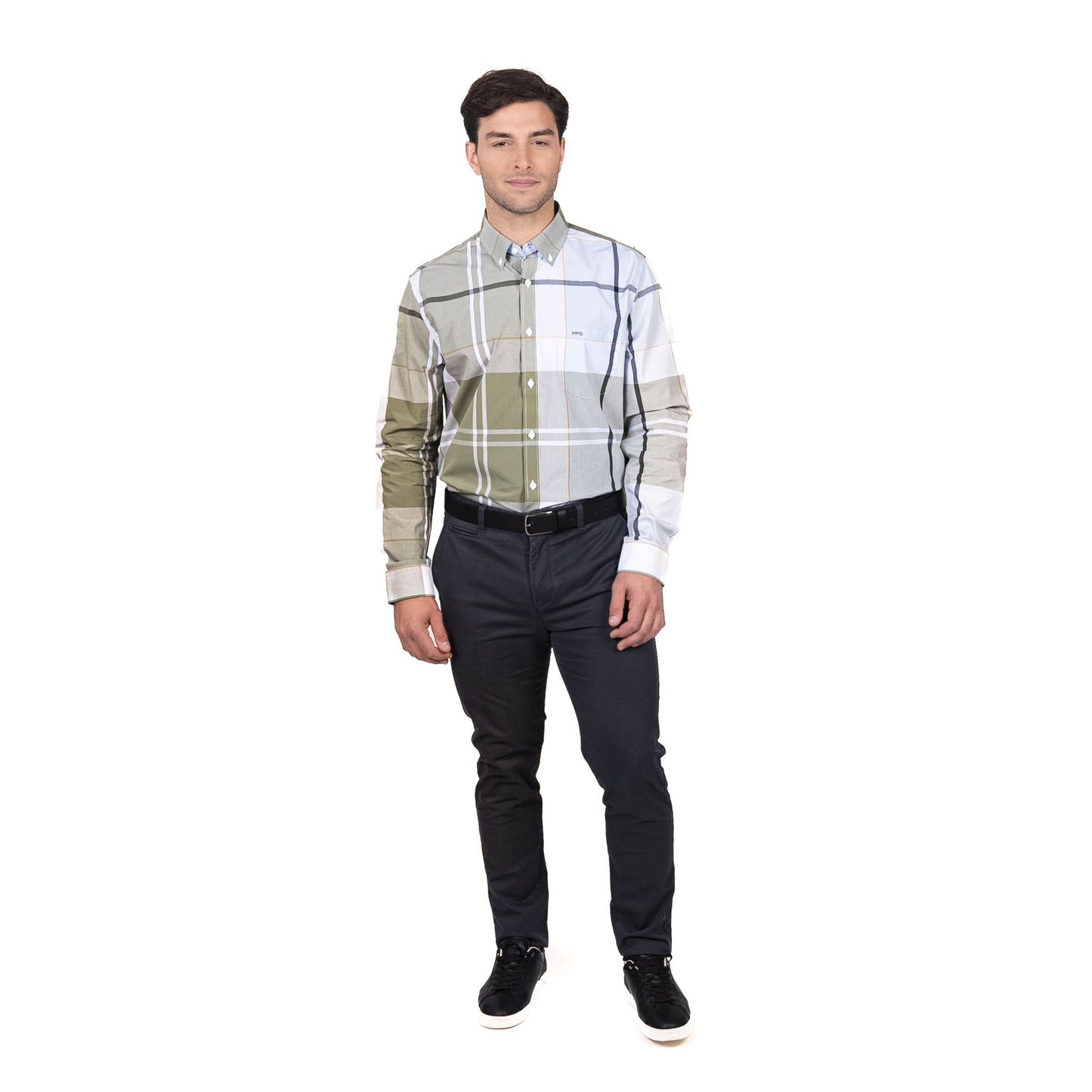 Camisa Hombre Queens Escocesa Regular Fit Verde Musgo