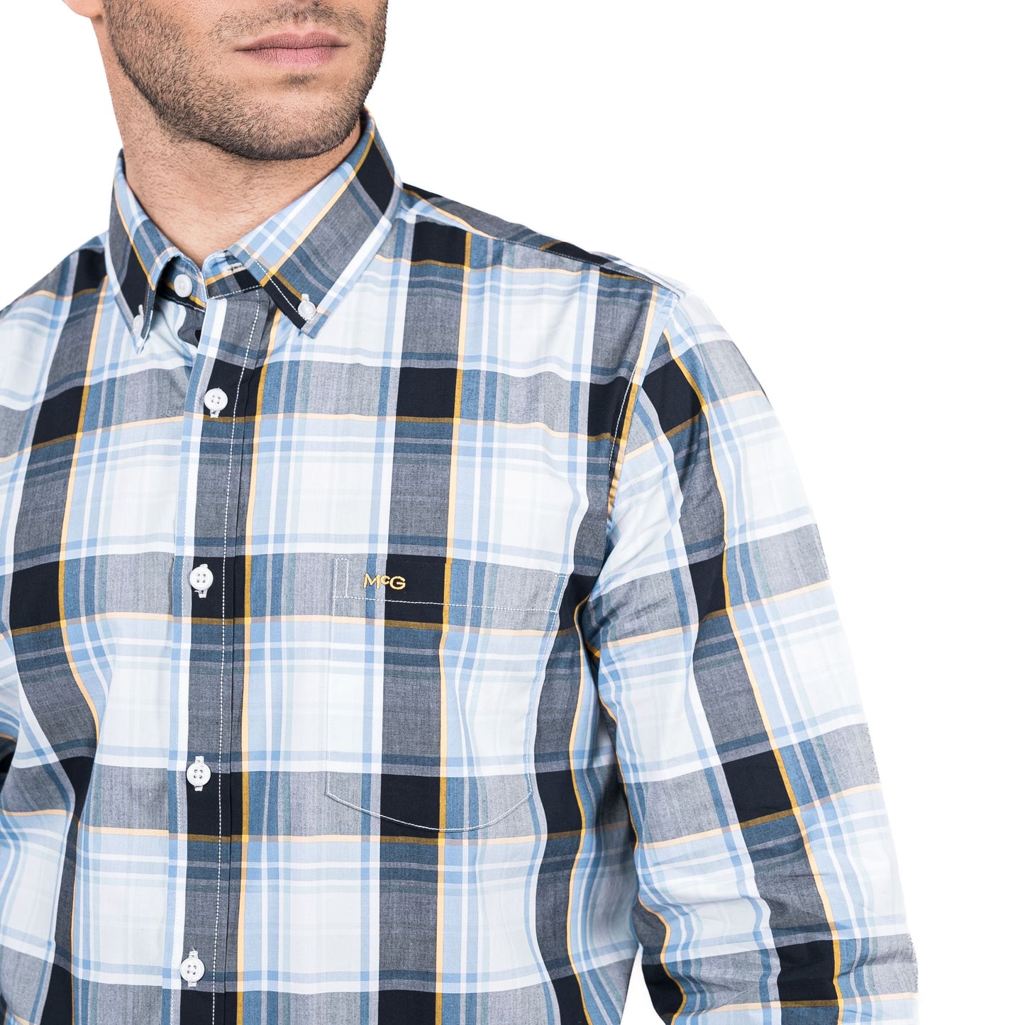 Camisa Hombre Queens Escocesa Regular Fit Azul Oscuro