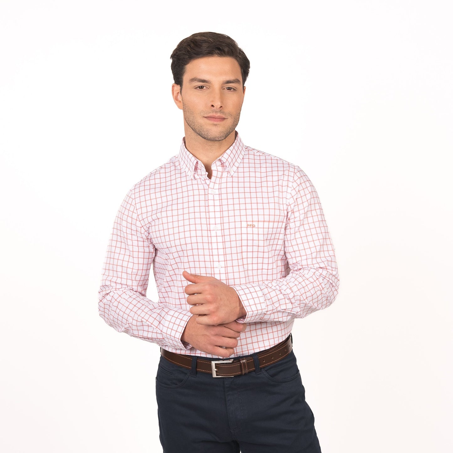 camisa-hombre-wall-street-smart-cuadro-comfort-fit-coral-claro
