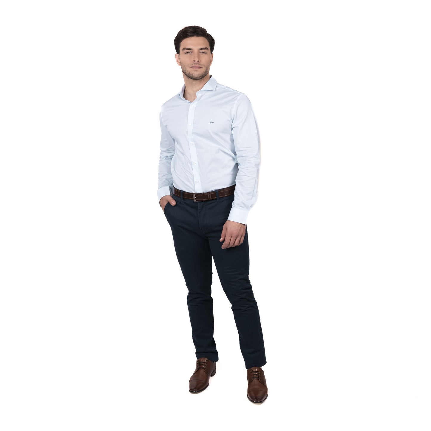 Camisa Hombre Tribeca Estampada Comfort Fit Celeste